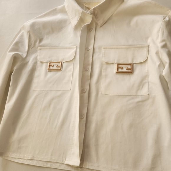 Lizette Collection White hidden Button-down Longsleeve Shirt - Picture 5 of 12